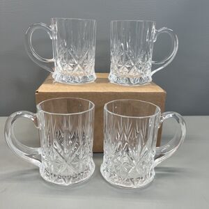 CRISTAL D'ARQUES DURAND Chantilly Taille Beaugency MUG Glass SET Coffee Set 4